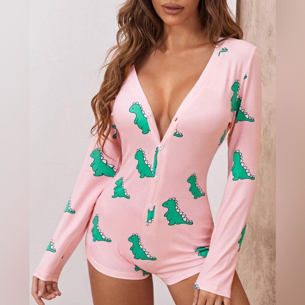 Pink Dinosaur Print Onesie